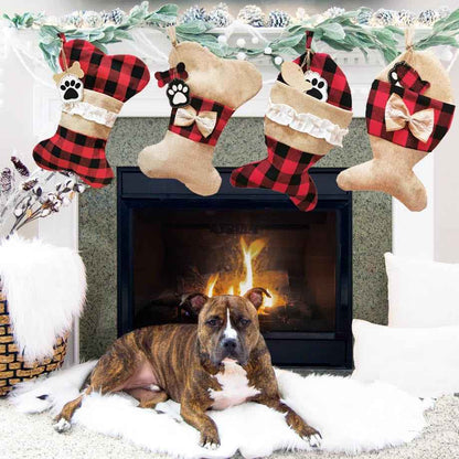 Christmas Pet Socks Gift Bag, Polyester Holiday Stockings