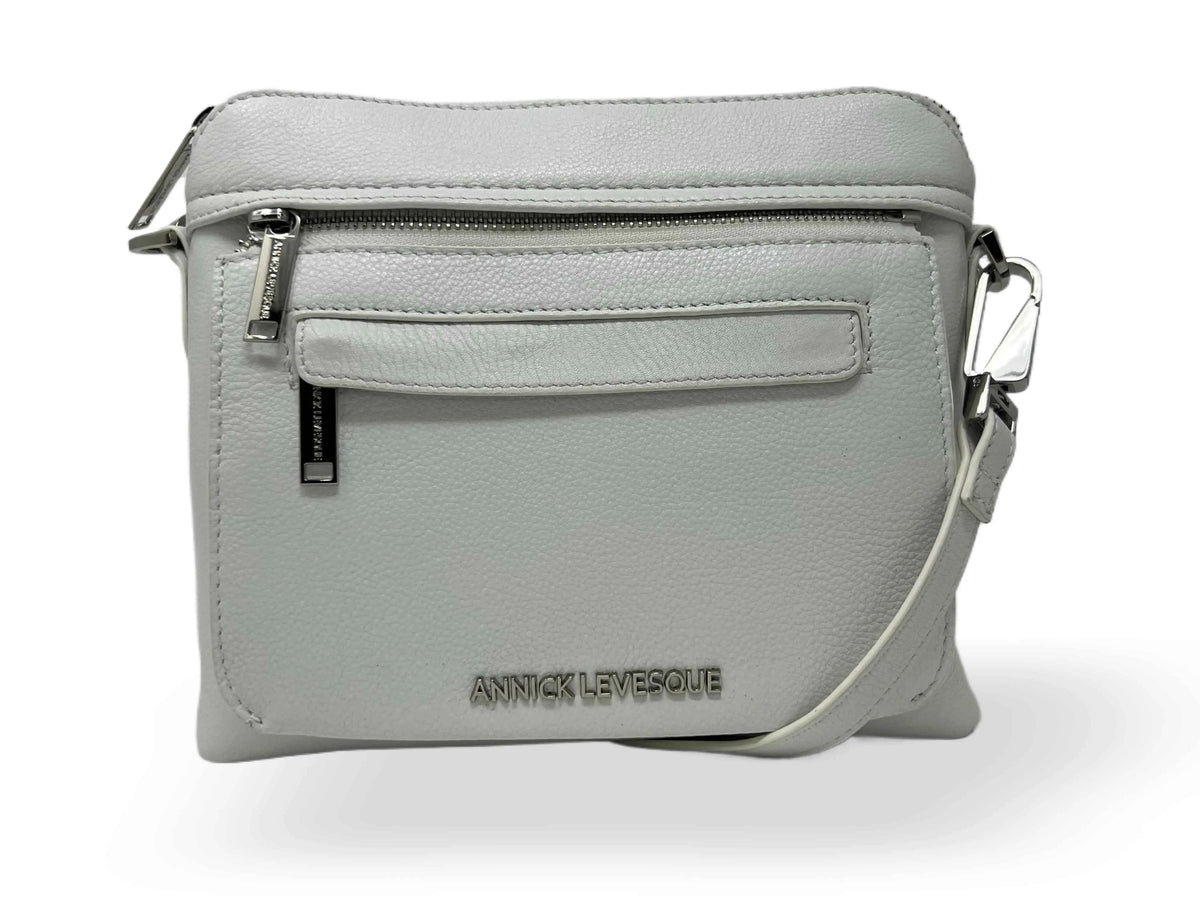 Petit Sac à Bandoulière en Cuir Blanc, Brigitte