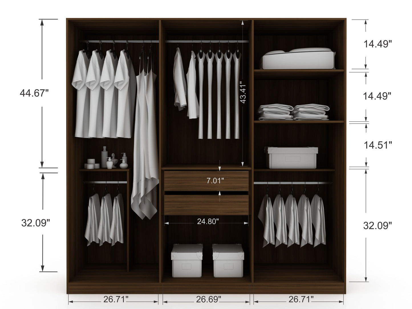 Torino Modern Freestanding Wardrobe - Brown