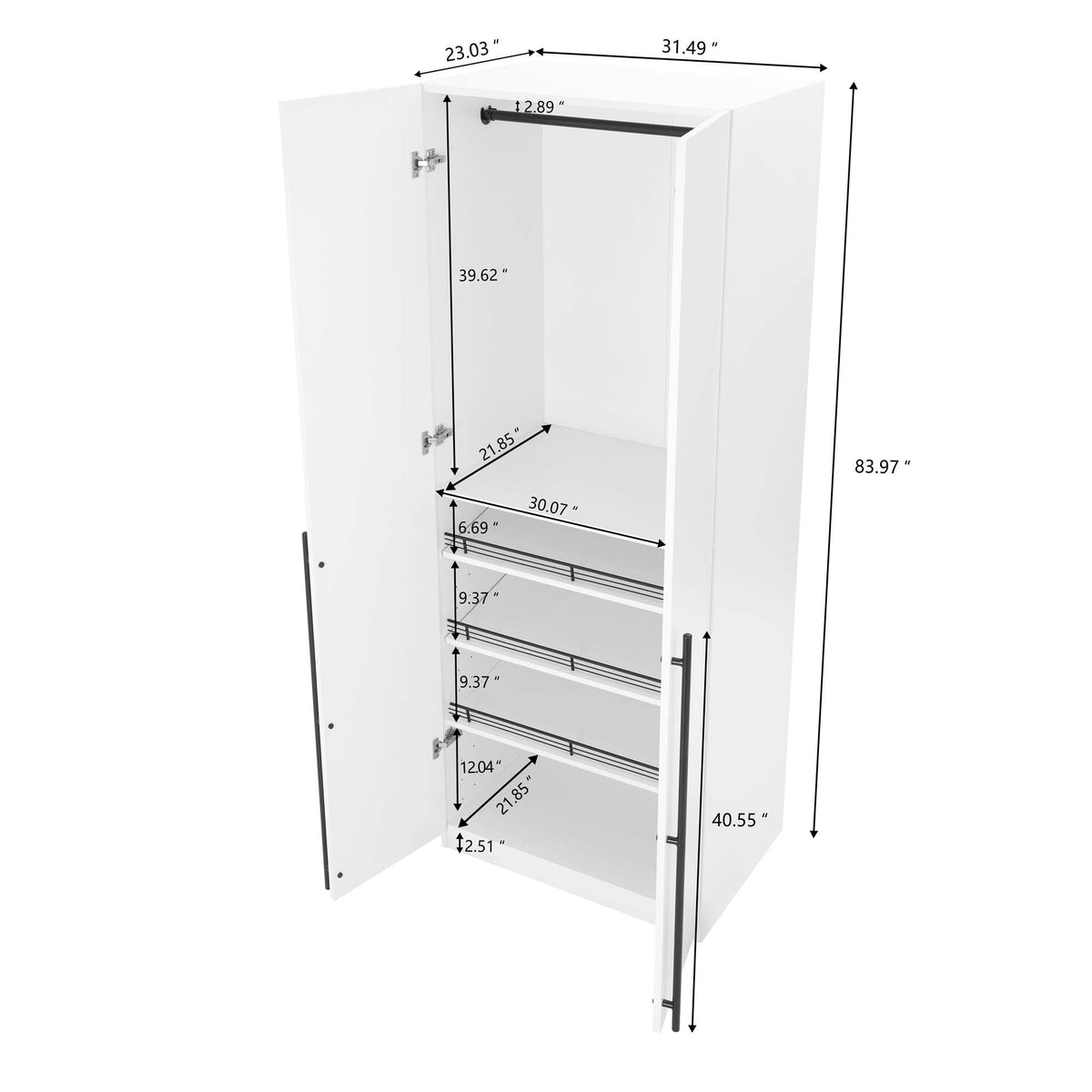 Genoa Modern 2-Piece Freestanding Wardrobe - White