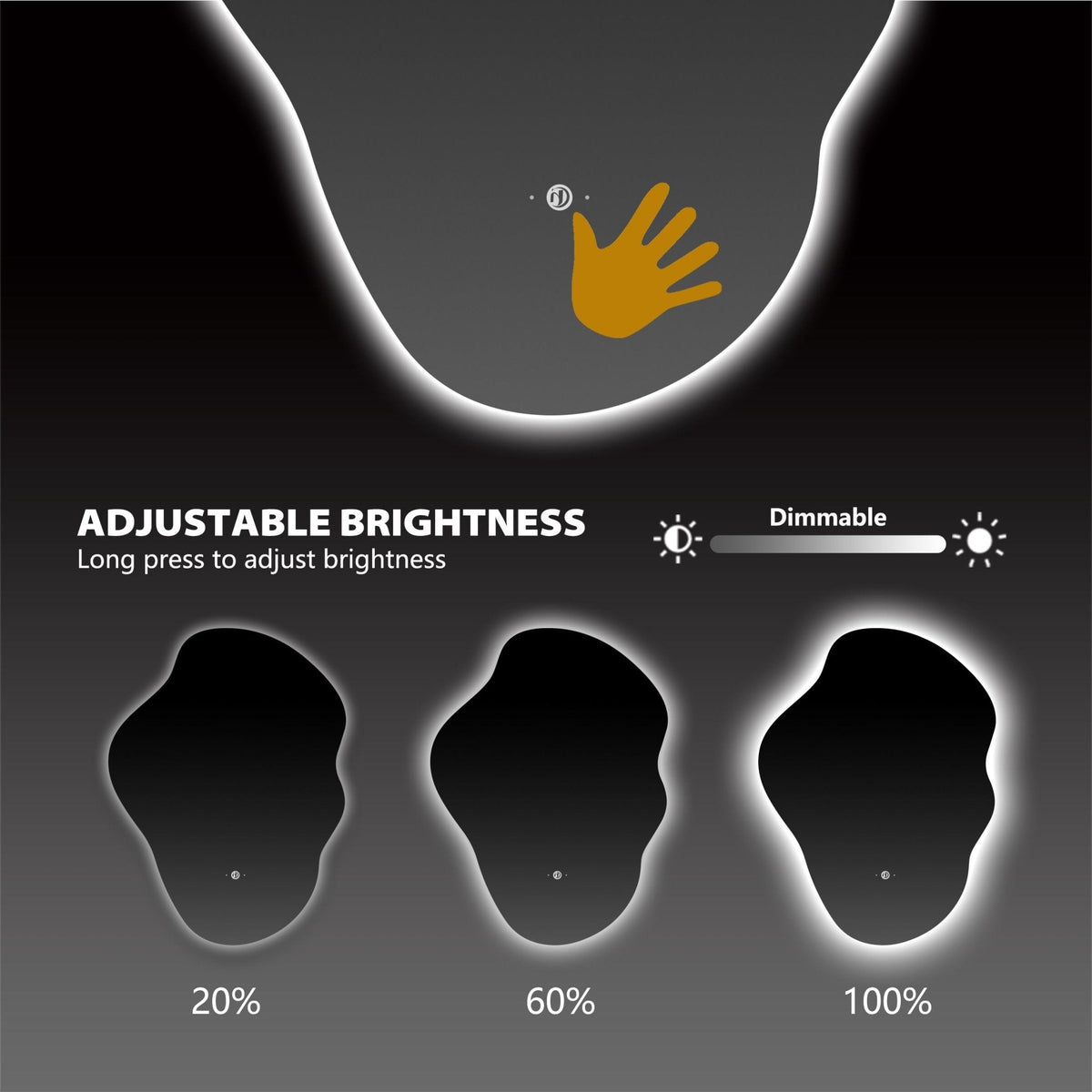 Flow Backlit LED Bathroom Mirror, Wave Sensor