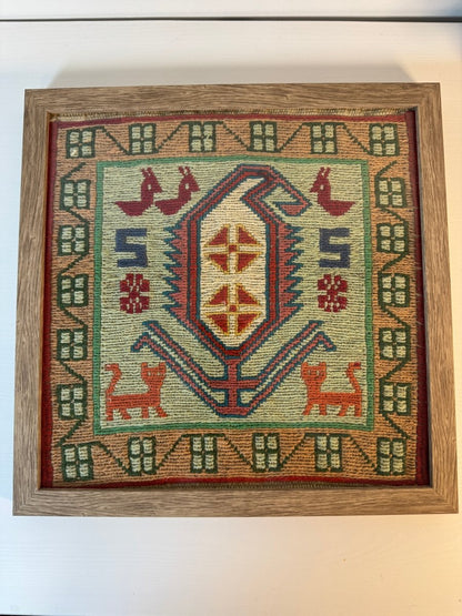Framed Azerbaijan Kilim 12" x 12"