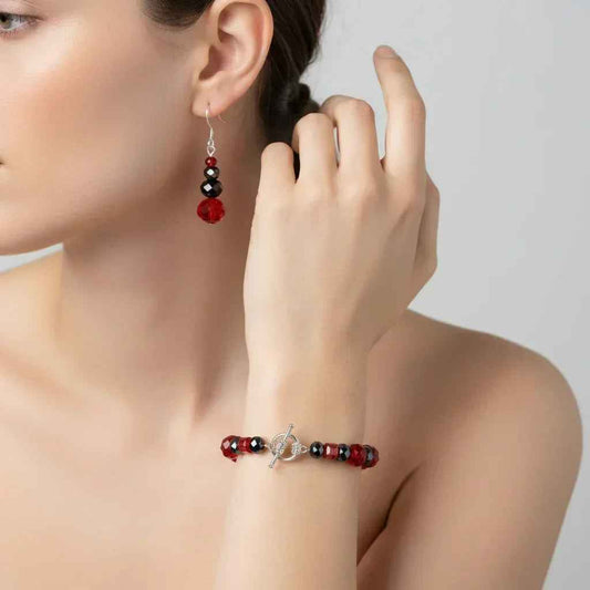 Bracelet et boucle d'oreille cristaux