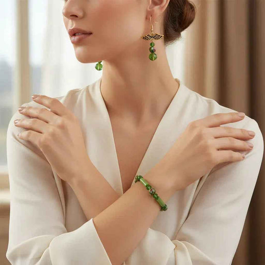Bracelet et boucle d'oreille treillis