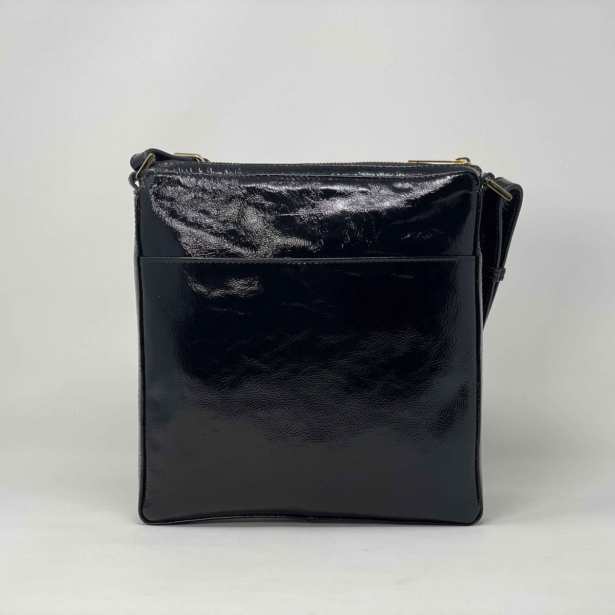 Sac à Bandoulière en cuir Noir vernis | Gisèle