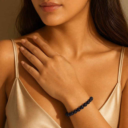Goldstone Blue Round Bracelet (Synthetic)