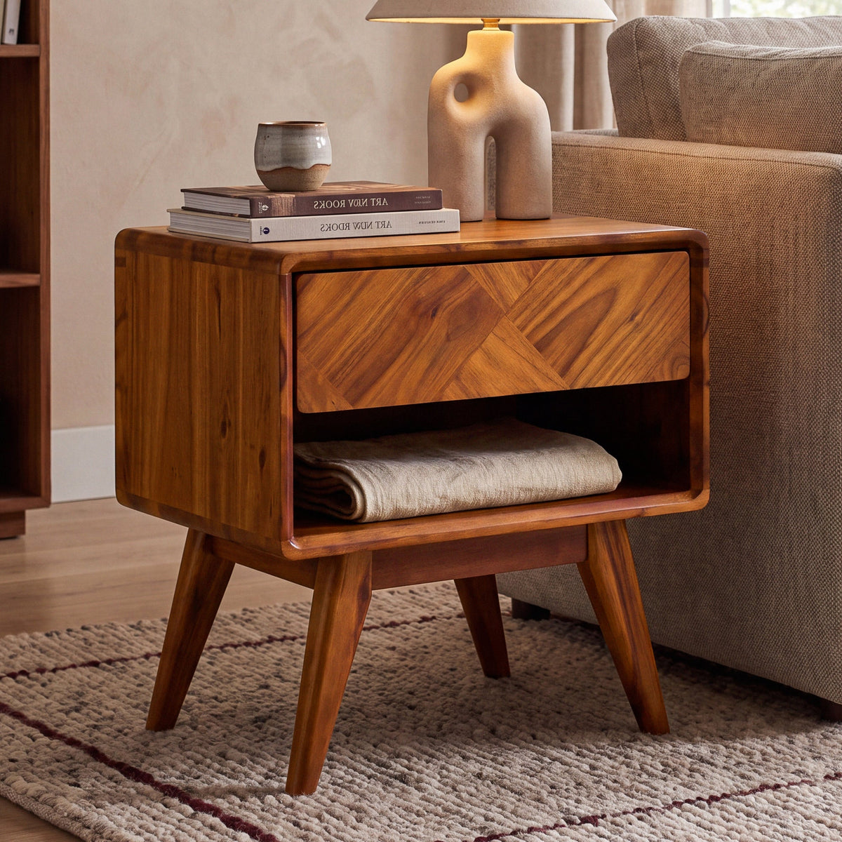 Laden Handcrafted Solid Wood Nightstand