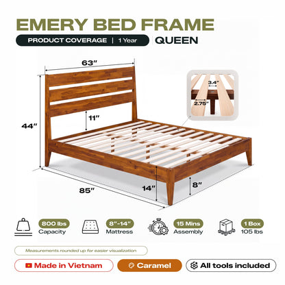 Emery Solid Wood Bed Frame
