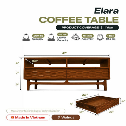 Elara Wooden Coffee Table