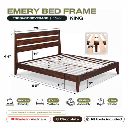 Emery Solid Wood Bed Frame