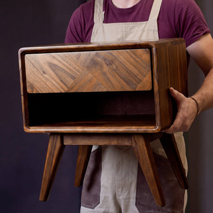 Laden Handcrafted Solid Wood Nightstand
