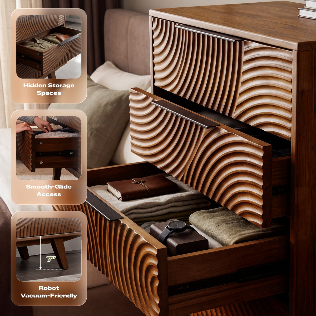 Harmony Solid Wood Dresser with 5 Drawers