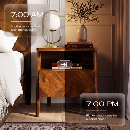 Rum Solid Wood Nightstand