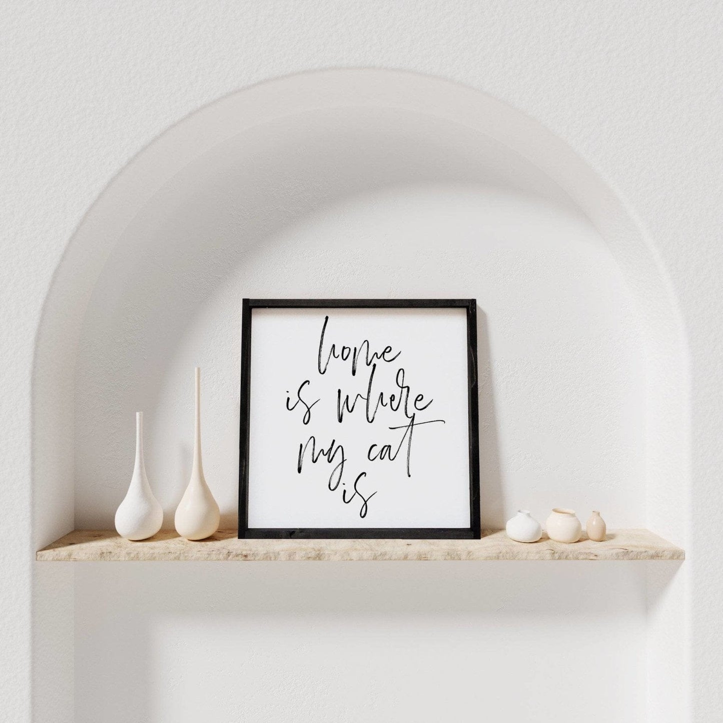 Home is Where My Cat is Wood Sign