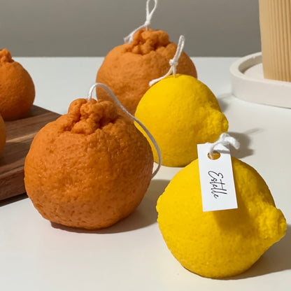 Lemon Shaped Soy Wax Candle: Vegan Minimalist Decor