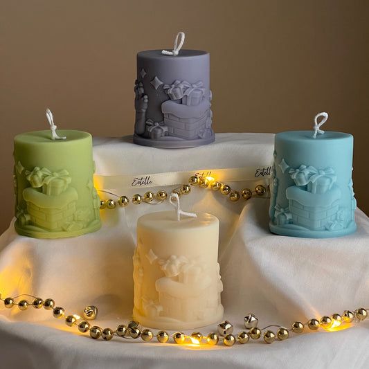 Handmade Christmas Pillar Candle: Festive Home Decor