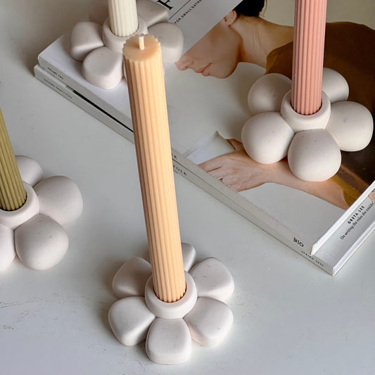 Jesmonite Flower Candlestick Holder: Handmade Table Decor