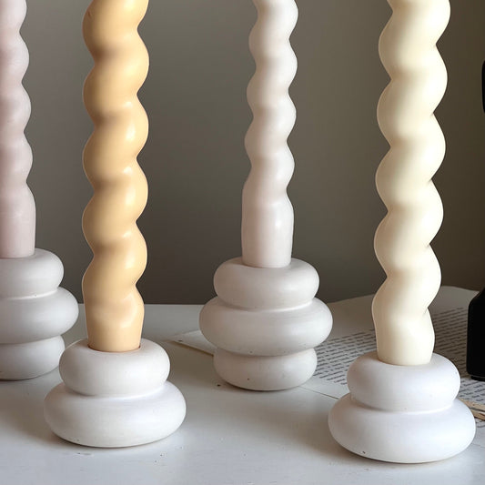 Donut Jesmonite Candlestick Holder: Minimalist Wedding Decor