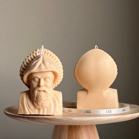 Heilige Charbel Büste Kerze: Skulpturale Sojawachs-Säule