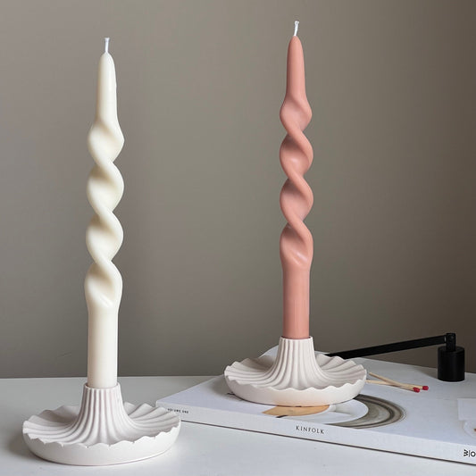 Round Jesmonite Candlestick Holder: Elegant Table Decor