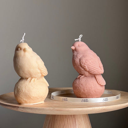 手作り鳥のソイワックスキャンドル：彫刻的なホームデコギフト