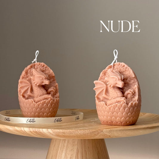 Handgefertigte Drachen-im-Ei Sojakerze: Skulpturales Kunstgeschenk
