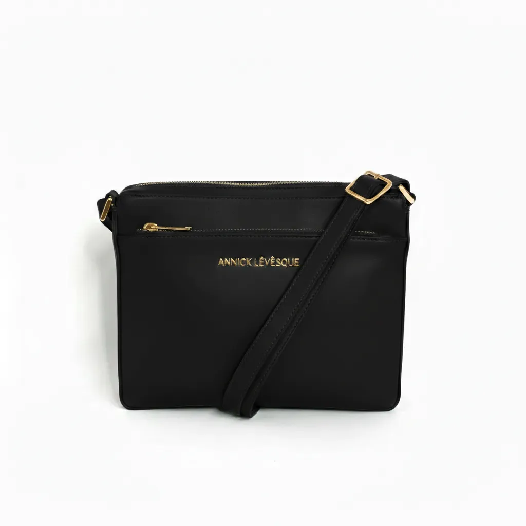 Sac à bandoulière en cuir noir | Gisèle petit
