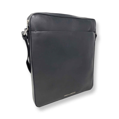 Sac d’ordinateur en cuir à bandoulière noir | MalKa
