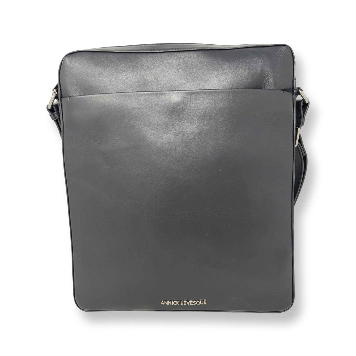 Sac d’ordinateur en cuir à bandoulière noir | MalKa