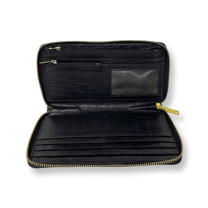Portefeuille en cuir Anna, Noir Croco