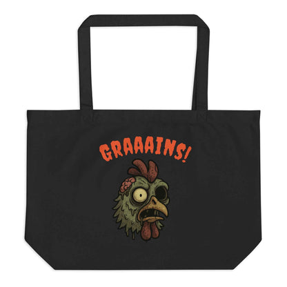 Halloween Zombie Chicken large organic tote bag