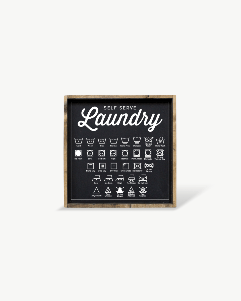 Laundry Symbols Wood Sign - AURABAGS SHOP