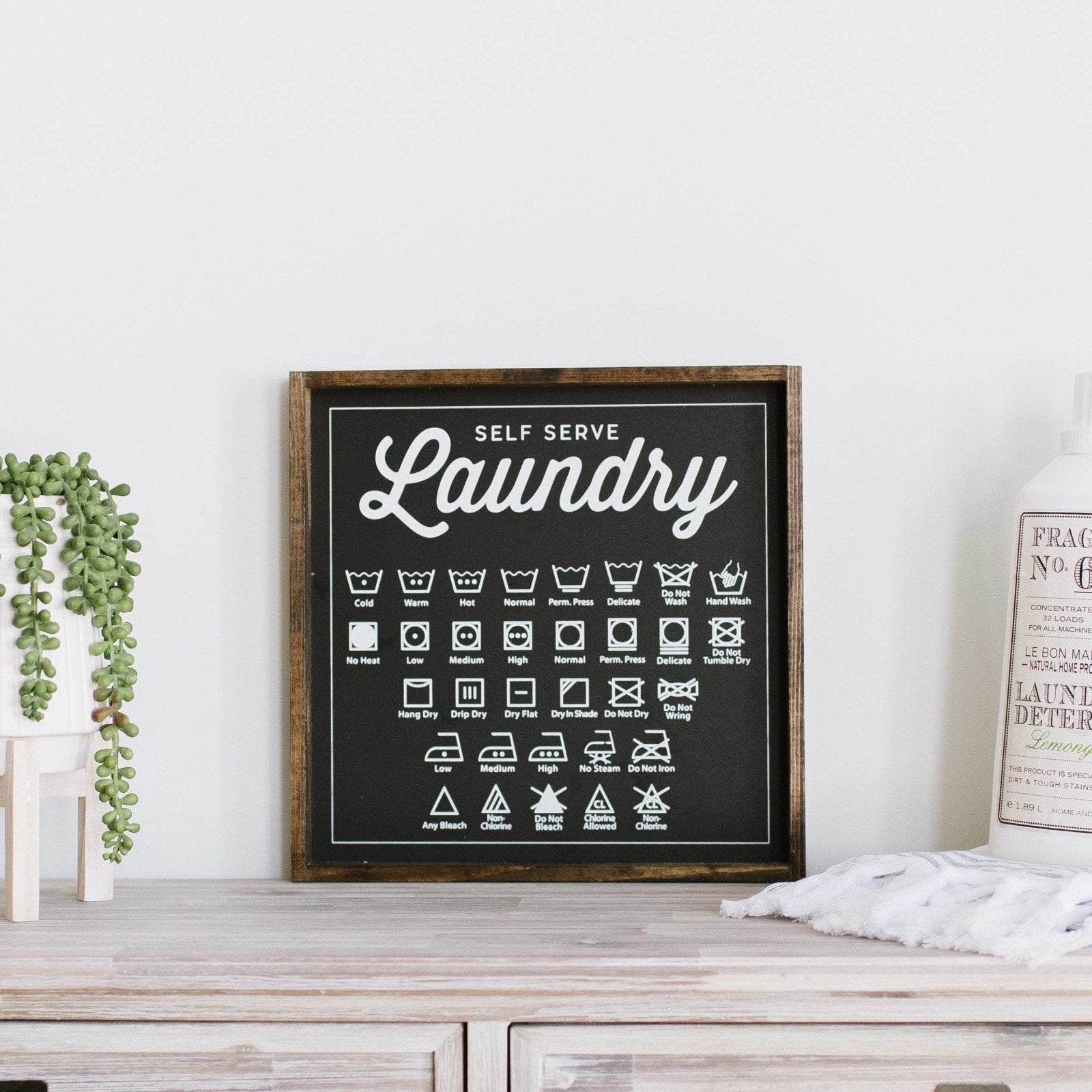 Laundry Symbols Wood Sign - AURABAGS SHOP