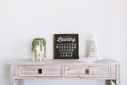 Laundry Symbols Wood Sign - AURABAGS SHOP
