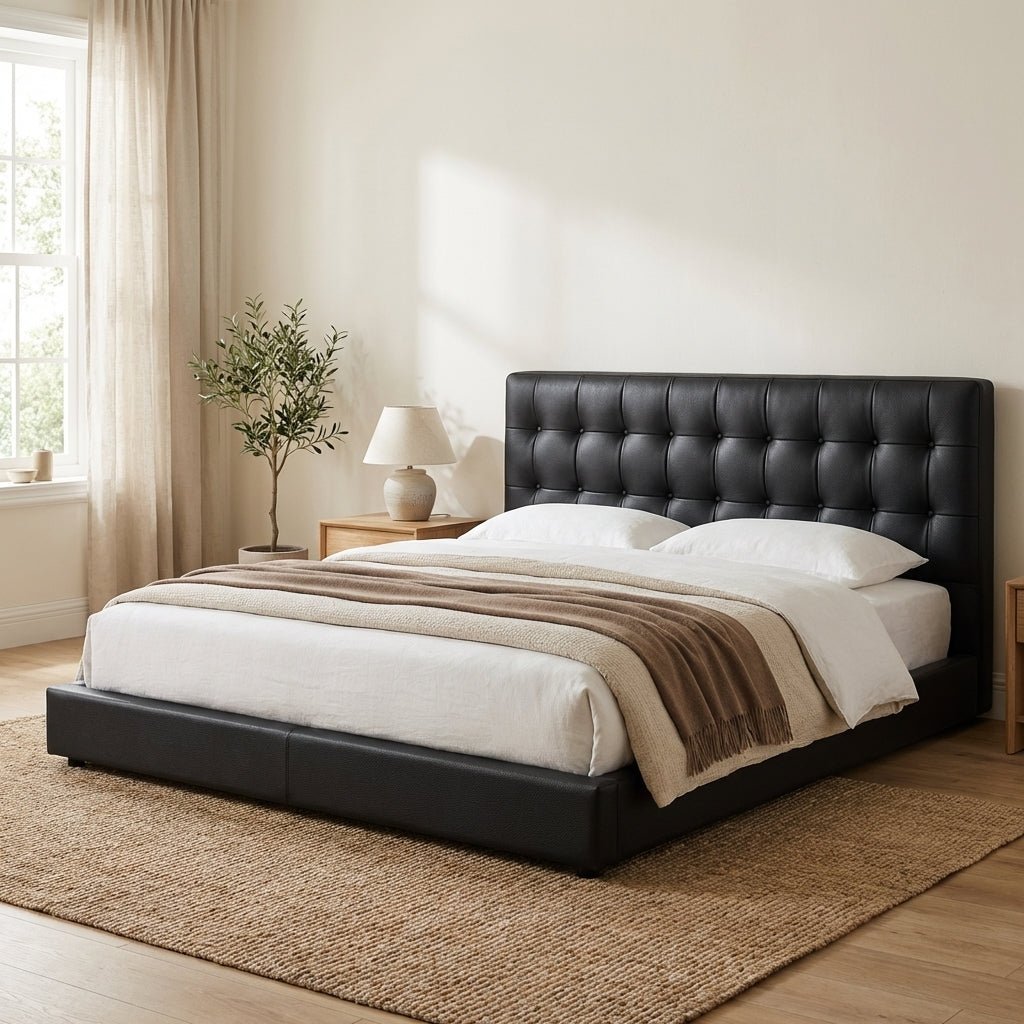 Leo Contemporary Eco-Leather Platform Bed
