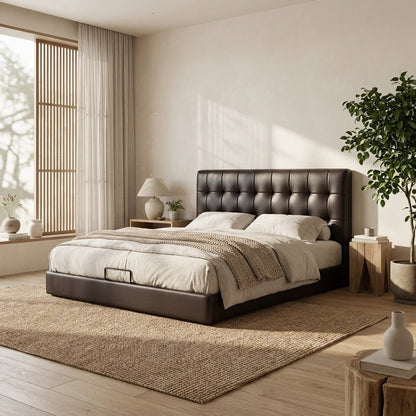 Leo Contemporary Eco-Leather Platform Bed