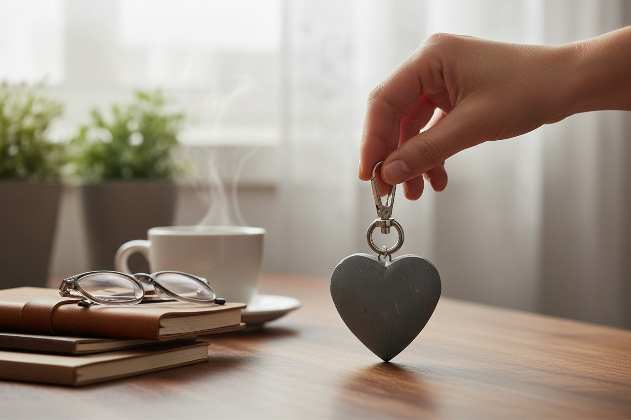 Hand Carved Heart Keychain