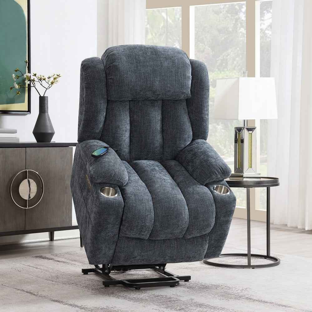 Krabi Power Recliner w/Lift, Heating & Massage - Blue
