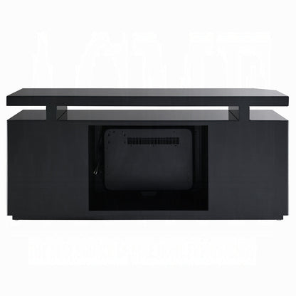 Noir Mirrored 60" TV Stand/Fireplace - Black