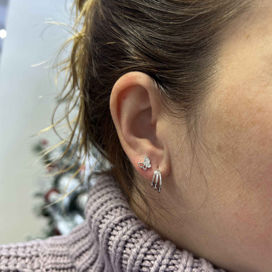 Boucles d'oreilles Papillons Scintillants en argent sterling