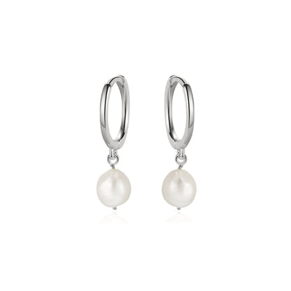 Boucles d'oreilles Huggies Perles Baroques en argent sterling