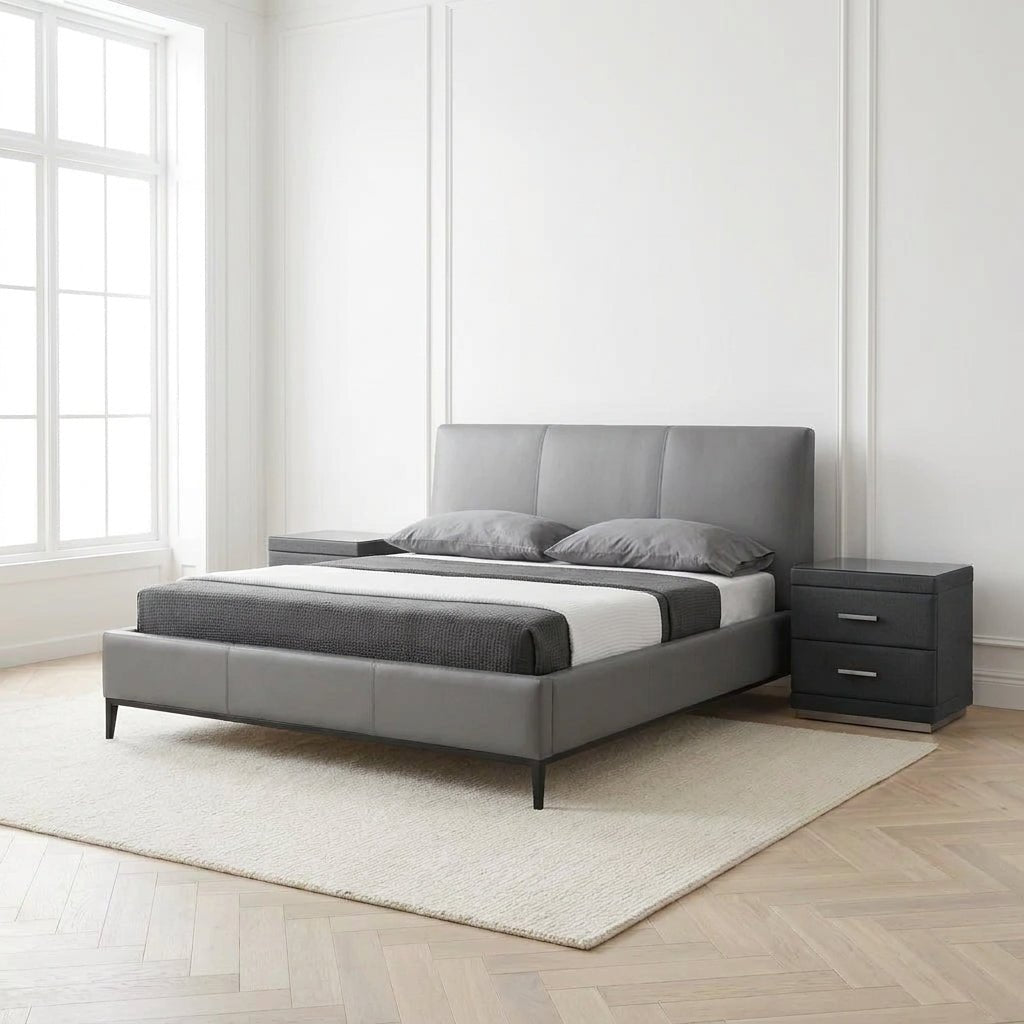 Melbourne Grey Leather Bed
