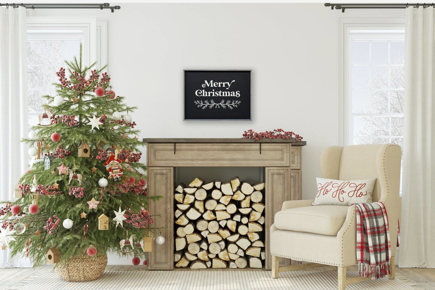 Merry Christmas Large Wood Sign
