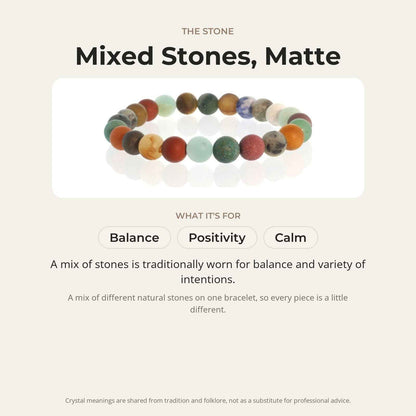 Mix Stones Matte Round Bracelet - 8mm
