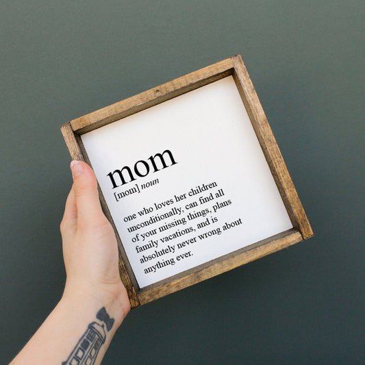 Mom Definition Wood Sign - AURABAGS SHOP