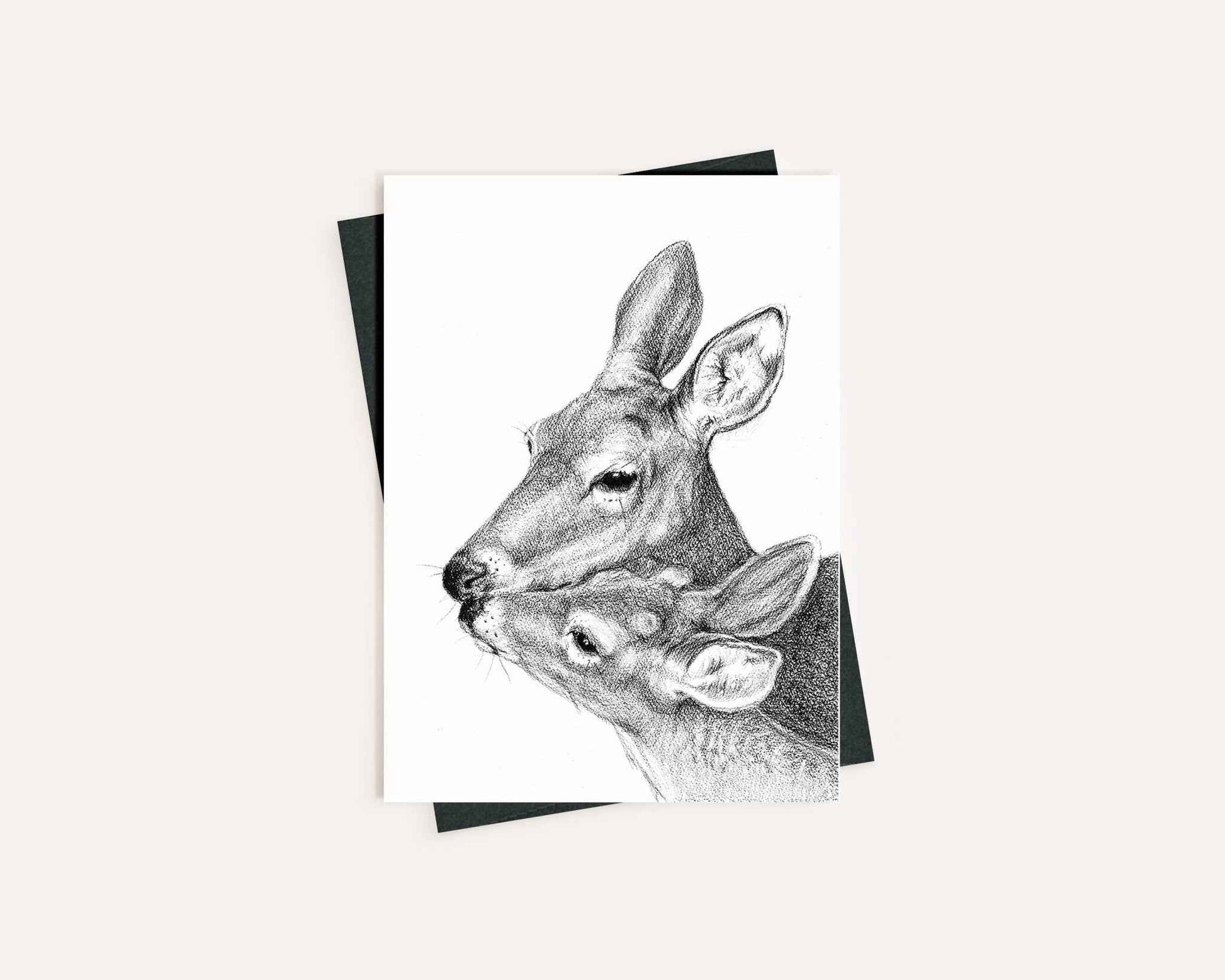 Mother and Baby Deer - Greeting Card