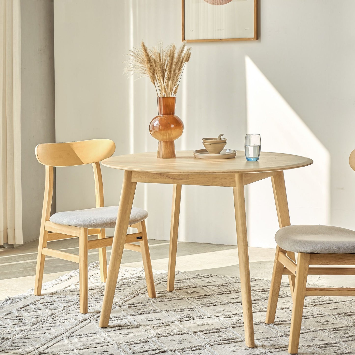 Oslo Round Natural Rubberwood Dining Set