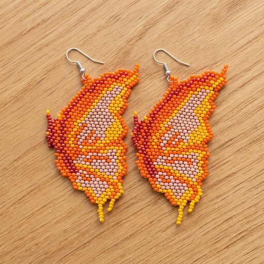 Flame Feather Beaded Earrings