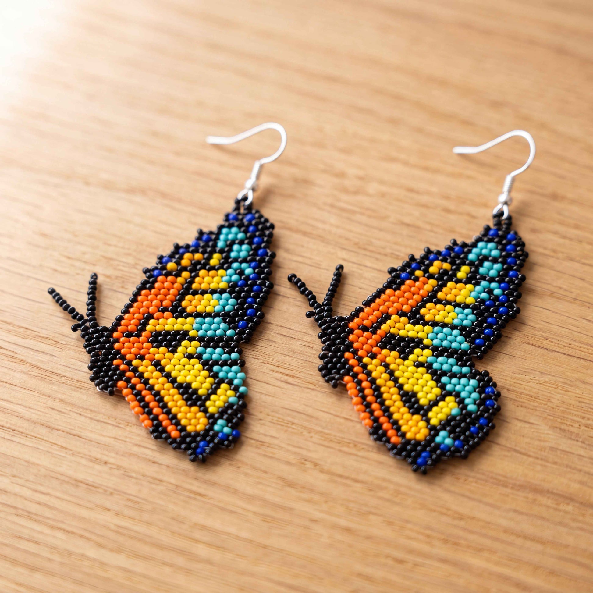 Turquoise Butterfly Wing Beaded Earrings