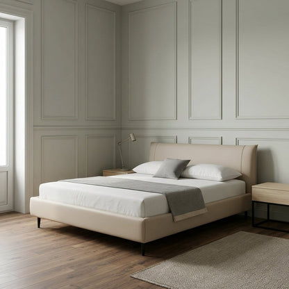 Ovalle Beige Leather Bed